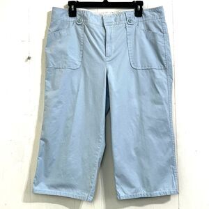 Dockers Crop Capri Chino Pant Women Size 14 Light Blue Straight Mid Rise Cotton